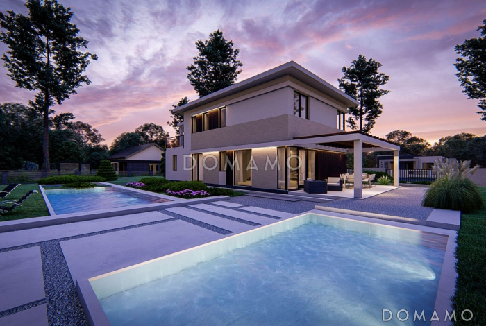 Проект двухэтажного дома из газобетона с сауной, адаптированный для сейсмозоны