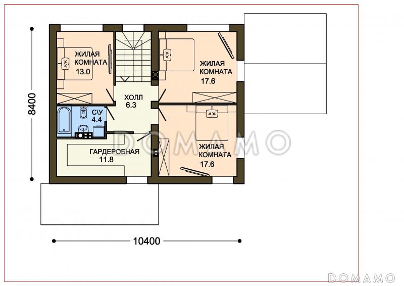 Проект двухэтажного жилого дома со строгой отделкой и удобной террасой / План 2 этажа