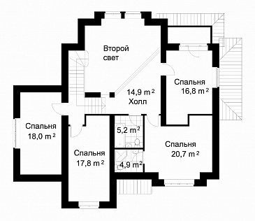 Проект коттеджа с билиардной и вторым светом / План мансардного этажа