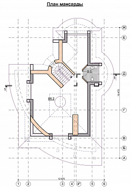 Проект современного дома с мансардным и цокольным этажом / План мансардного этажа