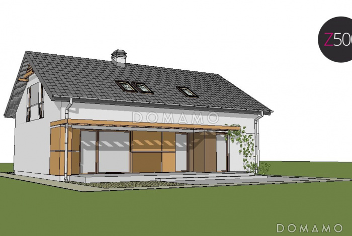 Проект одноэтажного мансардного дома из газобетона с кабинетом, гостевой спальней и хозяйственным помещением на первом этаже