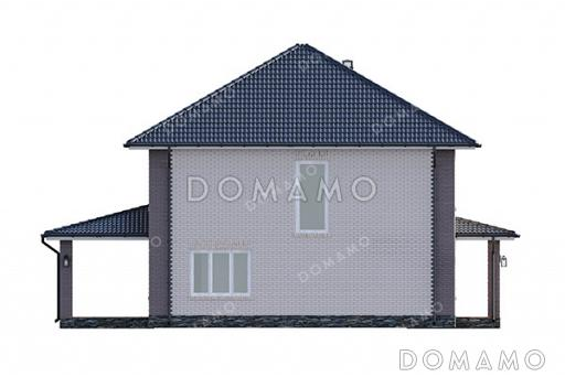 Проект двухэтажного дома с пятью комнатами и совмещенной кухней-гостиной / Фасад 2