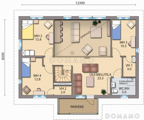 Проект двухэтажного дома с уютным небольшим кабинетом на первом этаже / План 2 этажа