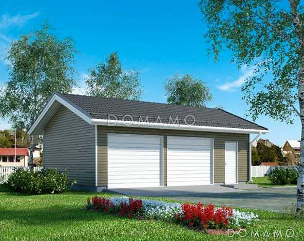 Проект каркасного гаража для двух машин с складским помещением