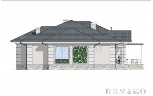 Проект одноэтажного дома из газобетона в классическом стиле / Фасад 3