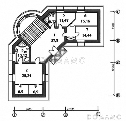 Проект дома из кирпича с бассейном и сауной на цокольном этаже / План 2 этажа