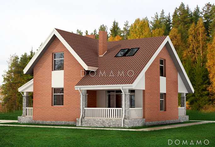 Проект дома рациональной планировкой с двумя террасами, вторым светом, изолированной кухней, тремя спальнями