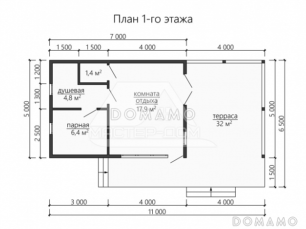 Баня Аура / План 1 этажа