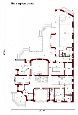 Проект дома из кирпича / План 1 этажа