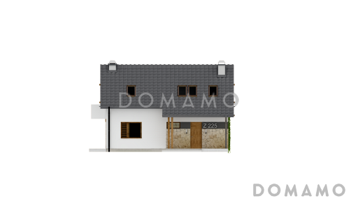 Проект одноэтажного мансардного дома из кирпича c отделкой фасадов облицовочным кирпичом с кабинетом и тремя спальнями / Фасад 4