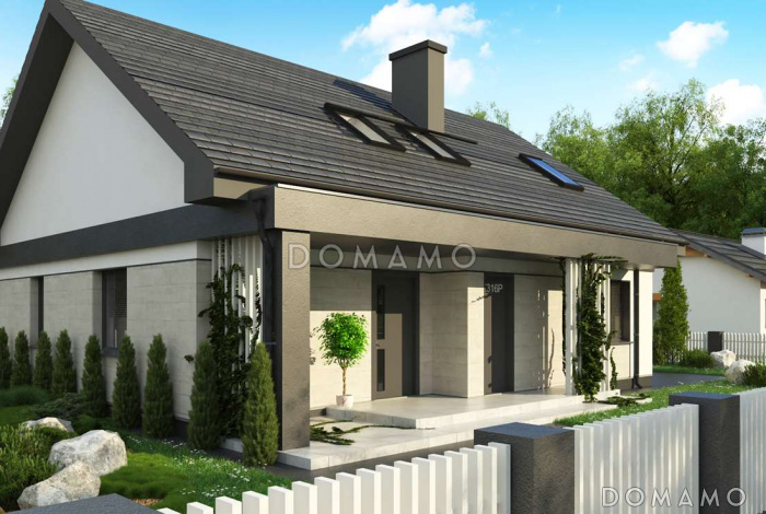 Проект одноэтажного дома с обустроенной мансардой из газобетона с пятью спальнями 