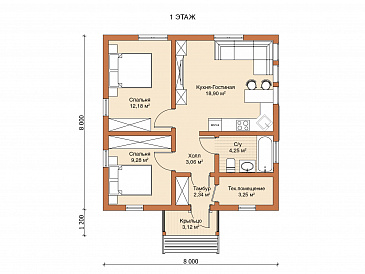 Каркасный дом "Биро" / План 1 этажа