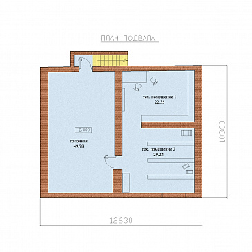 Проект дома с мансардным и цокольным этажами / План цокольного этажа