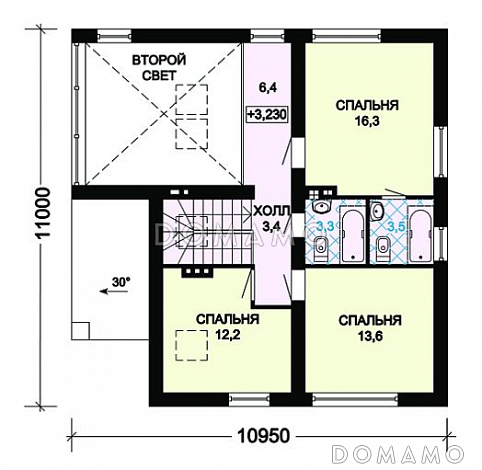Проект дома из панелей SIP с необычной отделкой / План мансардного этажа