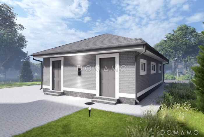 Проект двухместного гаража из газобетона с двумя хозяйственными помещениями