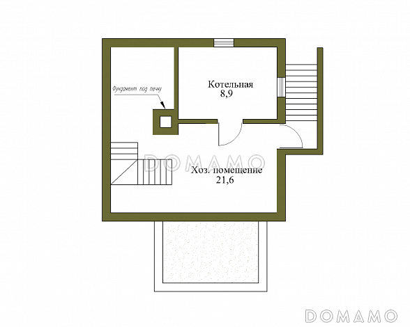 Проект бани с мансардой и подвалом / План цокольного этажа