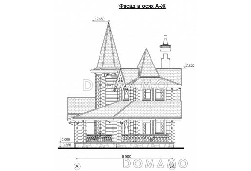 Проект бани из бруса с бильярдной / Фасад 4
