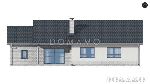 Проект простого компактного одноэтажного дома из газобетона с тремя спальнями и гаражом / Фасад 3