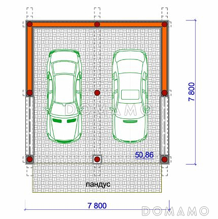Проект простого навеса для двух авто / План 1 этажа