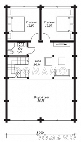 Проект дома из клееного бруса с сауной на первом этаже / План мансардного этажа