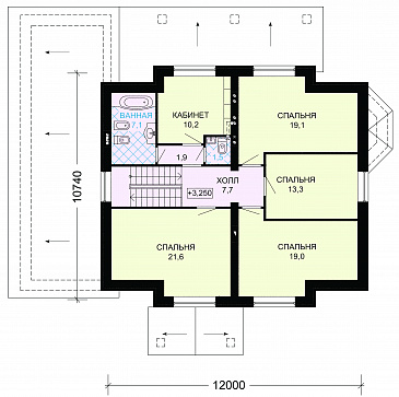 Проект дома с гаражом на две машины и кабинетом на мансардном этаже / План мансардного этажа