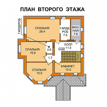 Проект рационально запланированного дома с цокольным этажом / План 2 этажа