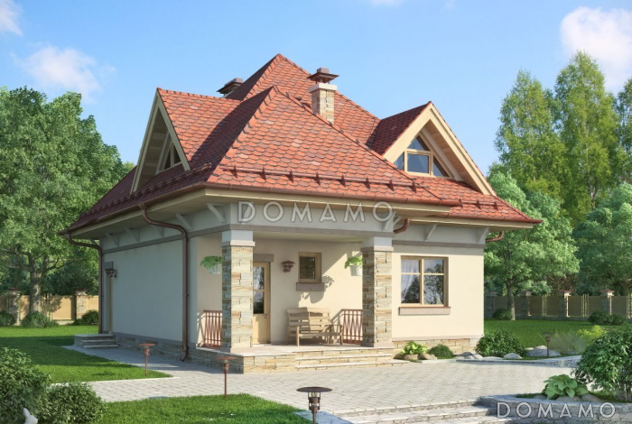 Проект дома с тремя спальными комнатами на мансардном этаже