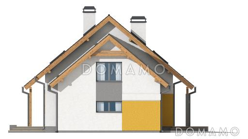 Проект классического мансардного дома из газобетона с кабинетом и большим техническим помещением и гаражом / Фасад 4