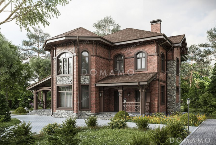 Проект двухэтажного дома с просторной террасой