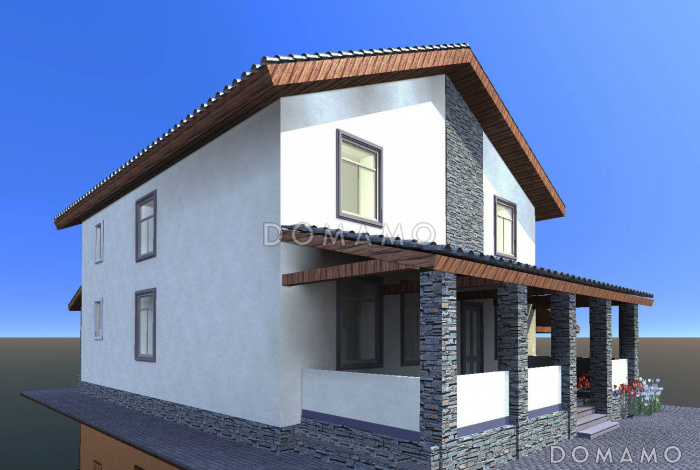 Проект коттеджа с оштукатуренными стенами