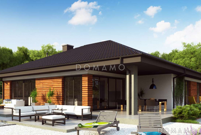 Проект комфортного одноэтажного дома из газобетона с тремя спальнями