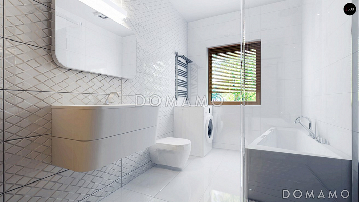 Проект небольшого современного одноэтажного дома из кирпича с двумя спальнями и красивой террасой