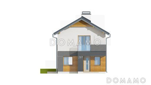 Проект небольшого двухэтажного дома из кирпича с тремя спальнями и балконом / Фасад 2