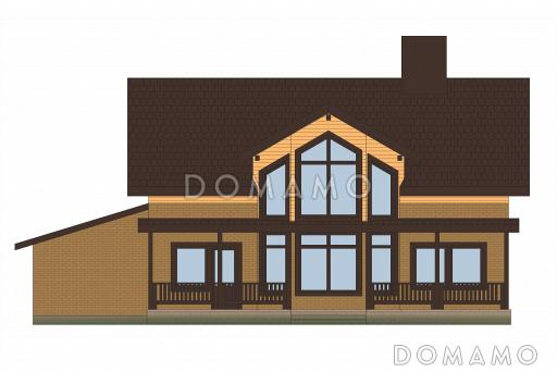 Проект кирпичного дома с эркером и гаражом для одной машины / Фасад 4