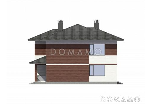 Двухэтажный загородный дом из кирпича / Фасад 3