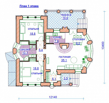 Проект  дома с подвалом / План 1 этажа