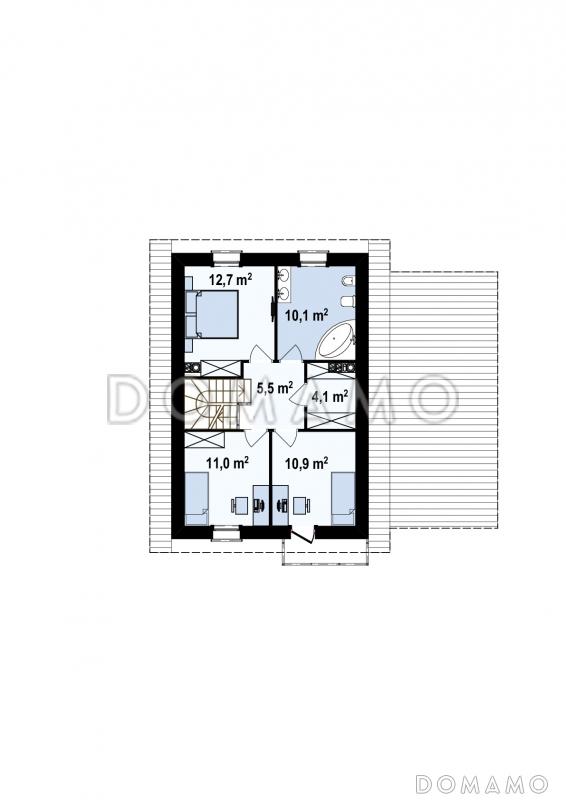 Проект двухэтажного дома из кирпича с кабинетом и гаражом справа / План 2 этажа