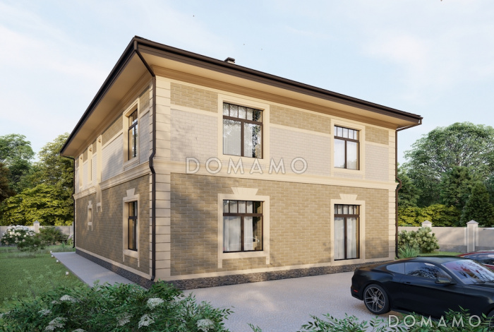 Проект двухэтажного дома из газобетона с эркером в кухне-столовой