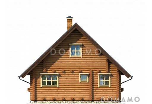 Проект небольшого деревянного дома с камином и лоджией  / Фасад 3