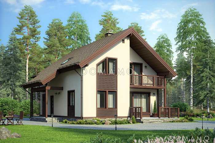 Проект дома с просторной террасой и открытым балконом