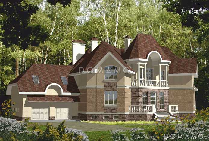 Проект большого дома с оригинальной формой