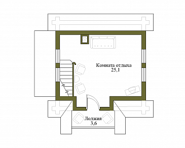 Проект бани с мансардой в русском стиле / План мансардного этажа
