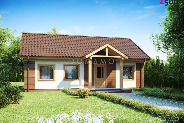 Проект одноэтажного дома из кирпича с тремя спальнями и террасой