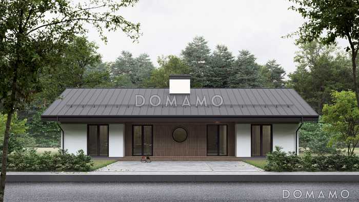 Проект дома из ж/б панелей с сауной и комбинированным фасадом SP-143-1