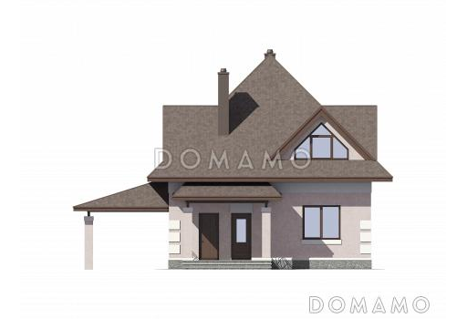 Проект дома из газобетона с мансардой / Фасад 1
