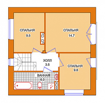 Проект компактного дома с террасой / План 2 этажа