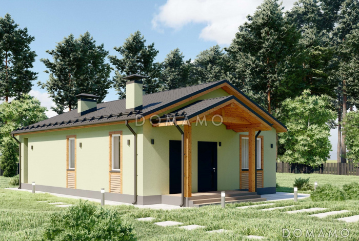 Проект небольшого одноэтажного дома для узких участков S-70