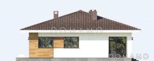 Проект одноэтажного дома из СИП панелей с тремя спальнями и крытой террасой / Фасад 2