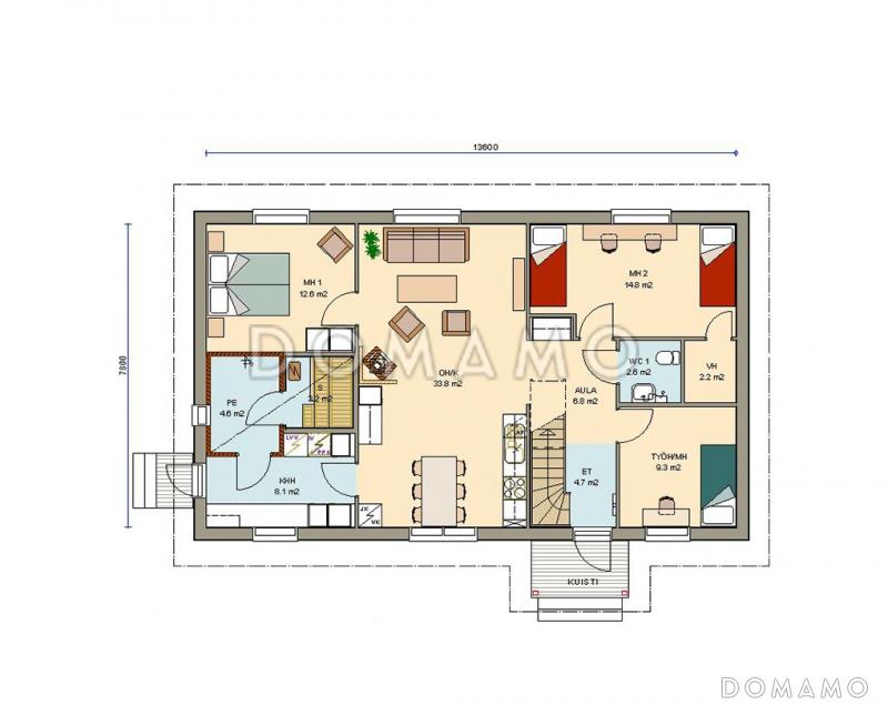 Проект каркасного экономичного дома / План 1 этажа