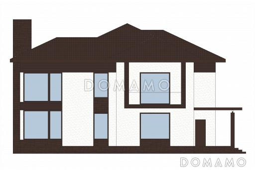 Проект двухэтажного дома из пеноблоков с большими окнами / Фасад 4